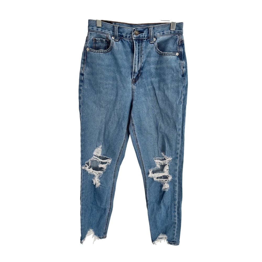 American Eagle Outfitters Womens Mom Jean Distressed‎ Ripped Blue Denim Size 0